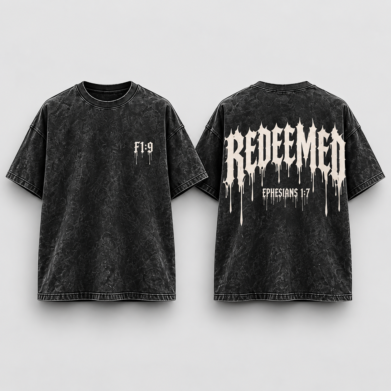 F1:9 Redeemed Tee front and back mockup