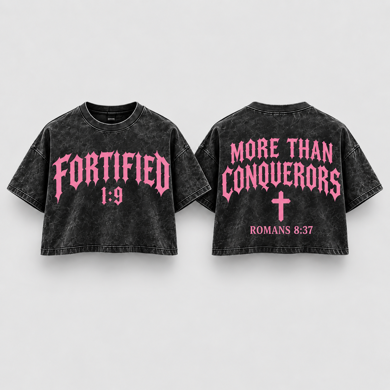 More Than Conquerors Tee front and back mockup
