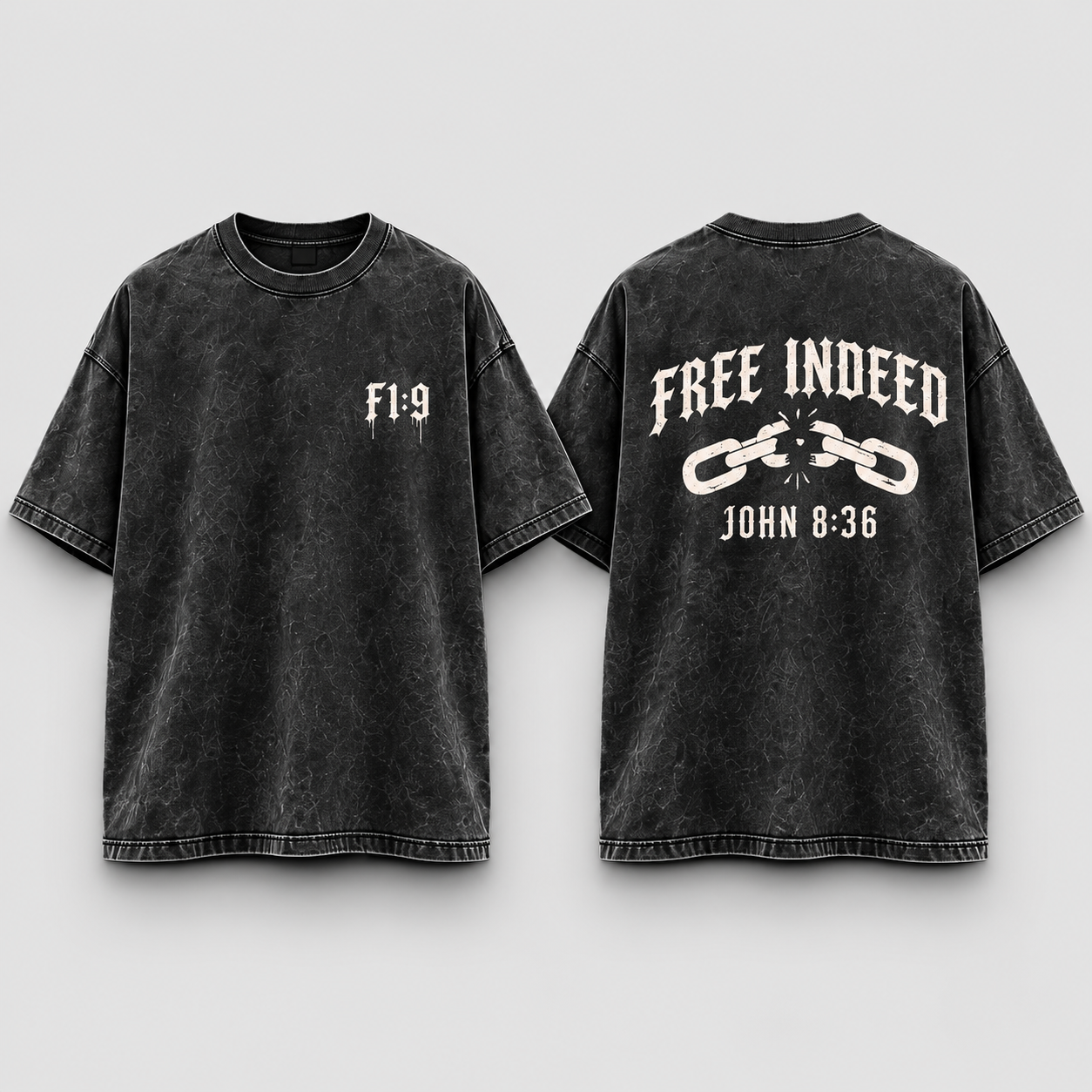 Free Indeed Tee front and back mockup
