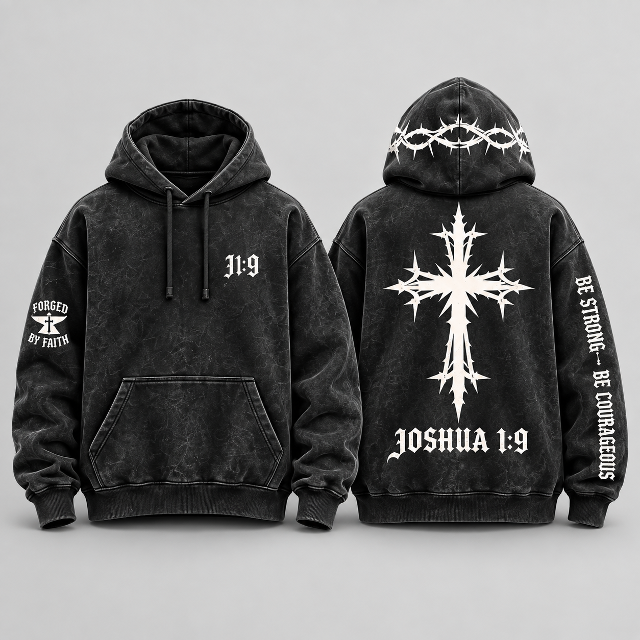 Fortified 1:9 Hoodie front and back mockup